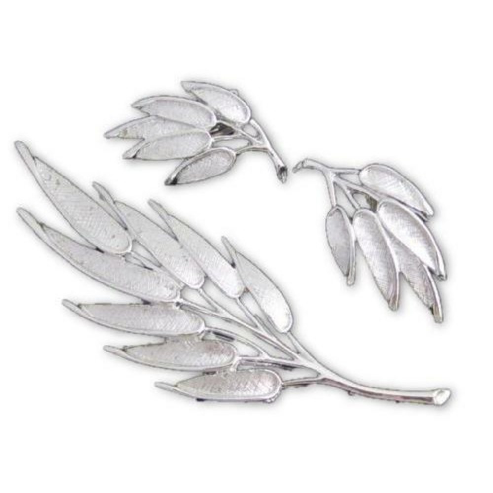 Designer‎ Signed Judy Lee Vintage Silver Plated Leaf Floral Pin Earrings Set